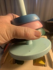 Wooden Multicolor Rainbow Stacking Ring Toy, Motor Skills, Ages 12-18 Months