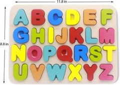 Toddler Alphabet Puzzle Kids Age 3-4 Natural Wood Non Toxic Preschool Learning