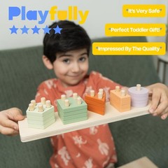 Montessori Wooden Shape Sorter & Stacking Toy for Toddlers 3+, Educational Pu…