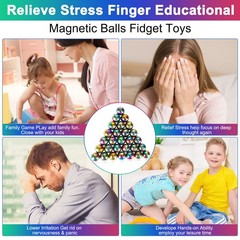 Rainbow Stones Fidget Toy 28Pcs 20mm DIY Mutual Attraction Desk Balls – Stress