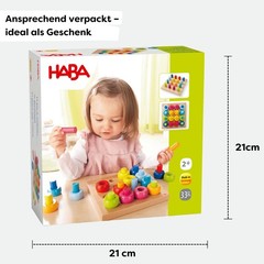 HABA Rainbow Whirls Wooden Sorting Stacking Rings Shape Sorter, Educational