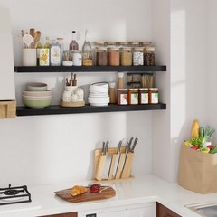 48 inch Floating Shelves, Black Extra Long Floating Shelves with Invisible Br…