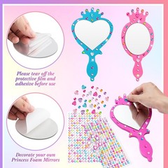 20 Pcs Unbreakable Mirror DIY Decorate Your Own Princess Mirror Mermaid Princ…