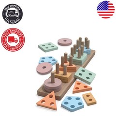 Shape Sorter and Stacking Blocks for 1-2 Olds – Colorful Montessori Gift