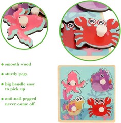 Wooden Peg Puzzles for Toddlers 1-3, Kids’ Educational Preschool Peg Puzzle T…