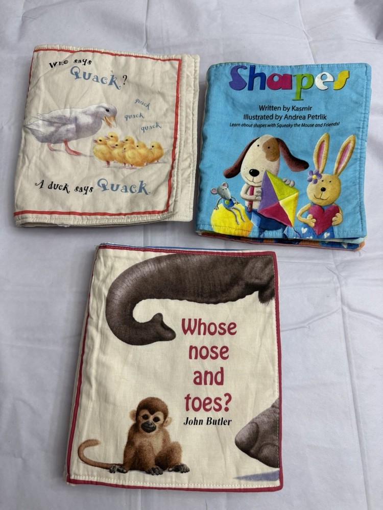 Baby Cloth Books Bundle 3 Soft Fabric Books Animals Shapes Kids Toy