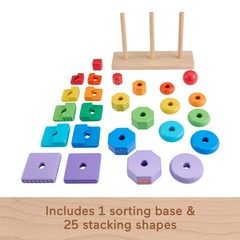New Fisher Price Mattel Wooden Stacking Shape Sorter 26 Pieces 18 m + toy