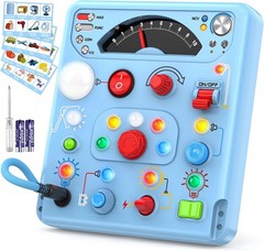Montessori Busy Board for Toddlers with LED Lights – Educational Sensory Toy