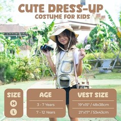 Kids Explorer Kit with Safari Vest, Hat & More – Kids Bug Catching Medium Brown