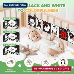 BBWOO High Contrast Baby Toys for Newborn, Tummy Time Mirror, Black and White Ba