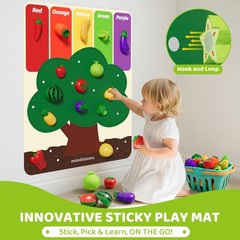 Play Food Set with Cutting Fruits&Felt Tree Mat, Pretend Food Play Kitchen Ac…