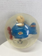 Vintage Tomy Roll Around Ball Teddy Bear In Airplane Baby Toddler Play Toy READ