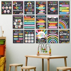 Yiaoyinnz 16Pcs Speech Therapy Posters for Classroom Decorations Chalkboard L…