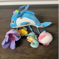 Tololo Blue Dolphin Stroller Toy Hanging Sea Creature Rattles Squeaker Plush