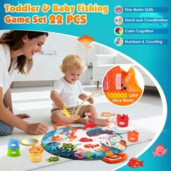 Montessori Toys for 1 Year Old Boy Girl Birthday Gift – Cloth Fishing Game wi…