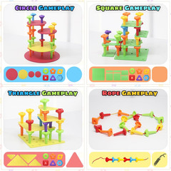 Peg Board Toy Set 73Pcs STEM Montessori Building Stacking Toy for Kids Age 3 6