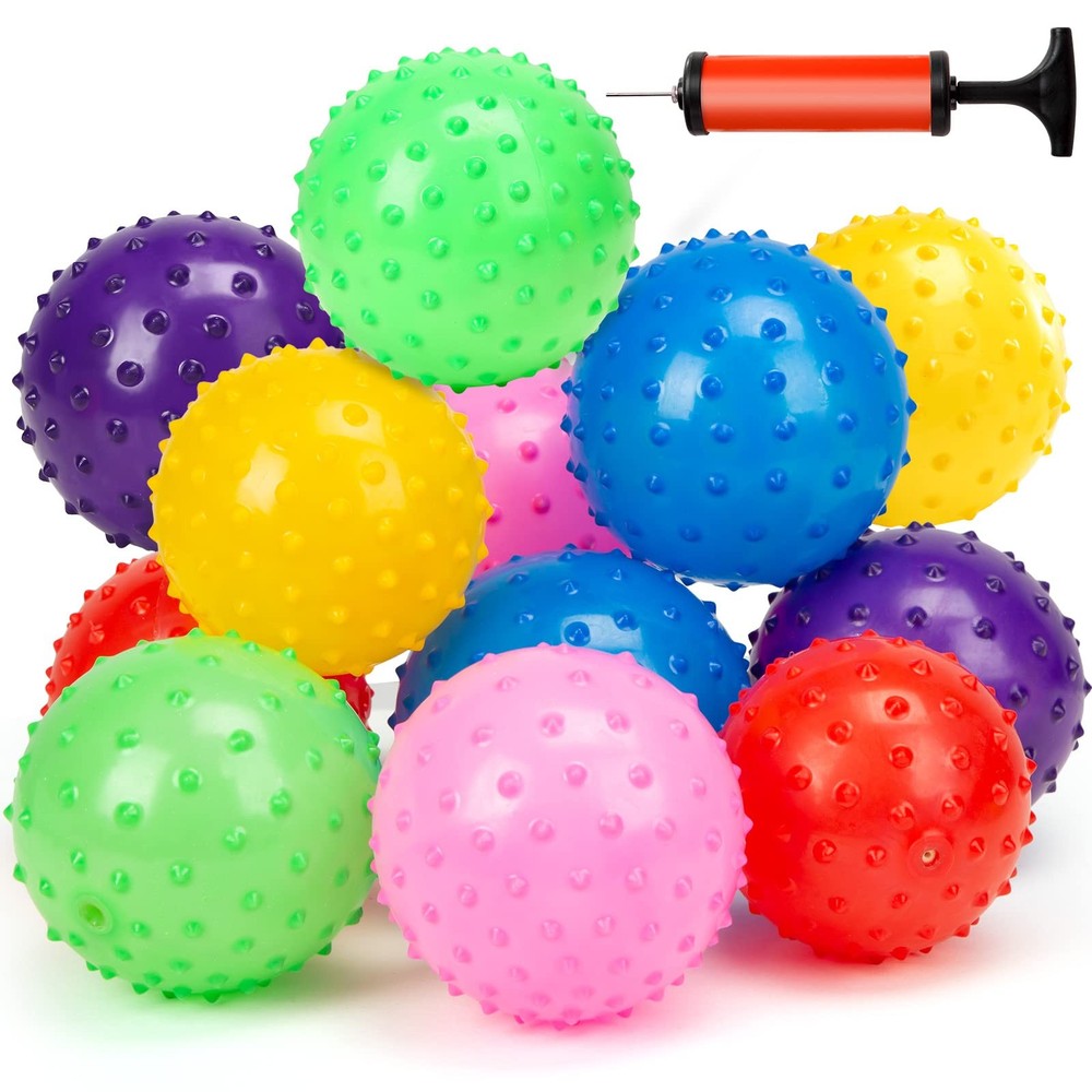 Bounce Ball, 12 Pack Sensory Massage Balls with Air Pump, for Stress Relief, …
