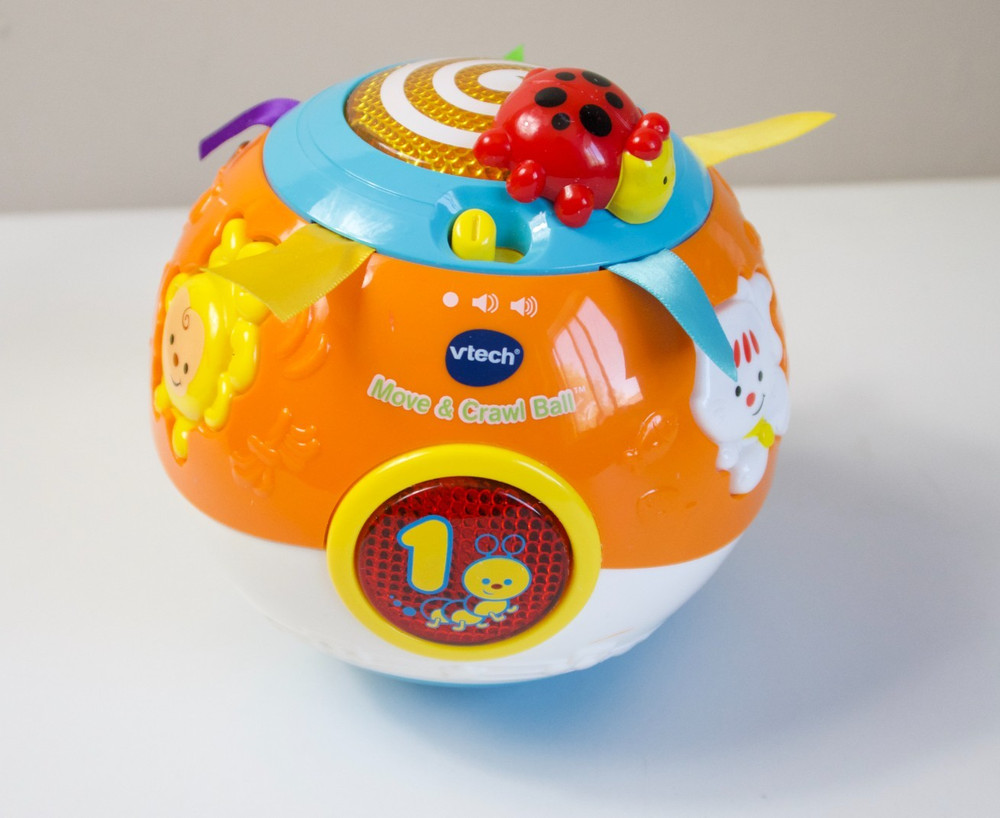 VTech Move & Crawl Baby Ball Orange Motorized Musical Learning Toy Lights Sounds