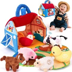 Baby Toys 6-12 – Surprise Barn with Stuffed Farm Animals with Real Sounds – …