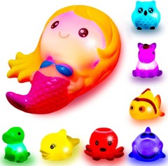 Bath Toys for Toddlers Baby 8 Pack Light Up – Bathtub Toy Flashing…