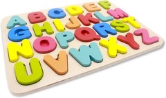 Toddler Alphabet Puzzle Kids Age 3-4 Natural Wood Non Toxic Preschool Learning