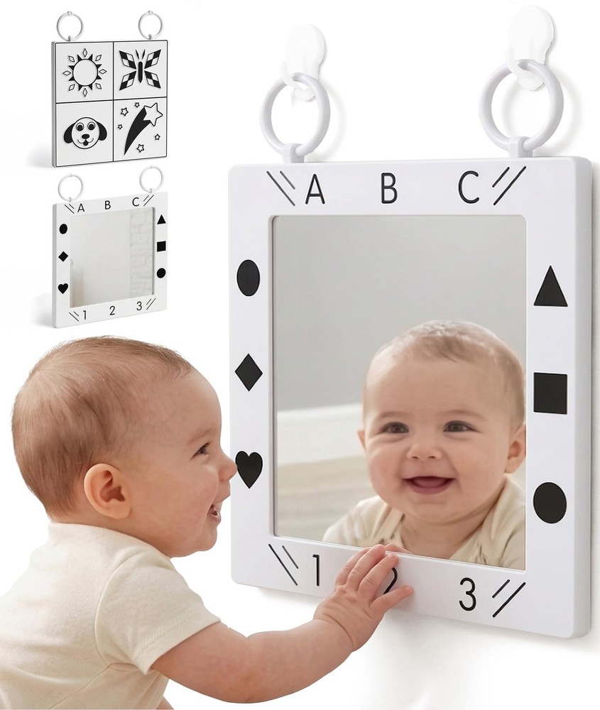 Premium Tactile Baby Mirror Toy for Tummy Time & Play, Double-Sided High-Cont…