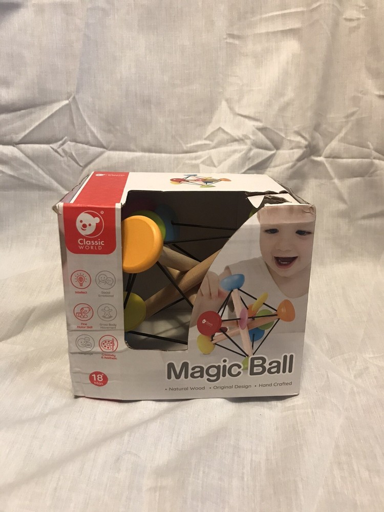 Classic World Magic Ball Learning Infant Toy Hand Crafted Natural Wood￼ Colorful