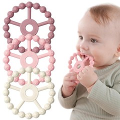 3 Pack Silicone Teether Rings for Babies 0-24 Months Infant