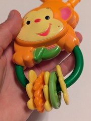 Rainforest Monkey Rings Activity Rattle Hanging Toy Fisher Price Orange Green