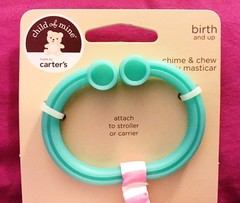 Baby CARTERS Chime & Chew Chime Ratte Teething Toy Plush Clip on Pink Elephant