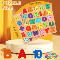 2 Pcs Wooden Puzzles ABC Learning Toys for Kids, Toddlers Alphabet Number Puzzle
