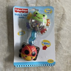 New Fisher Price Shake & Twist Rattle 3-18 mos Frog & Lady Bug 2008 VHTF