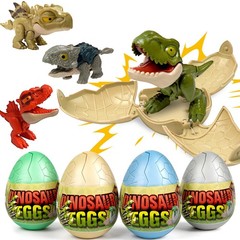 Easter Basket Stuffers – 4 Pack Hatching Dinosaur Eggs Toys for Kids, Jumbo Surp