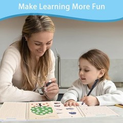 Reusable Handwriting Practice Books for Kids Grooved Writing Workbook Set 4-Pack