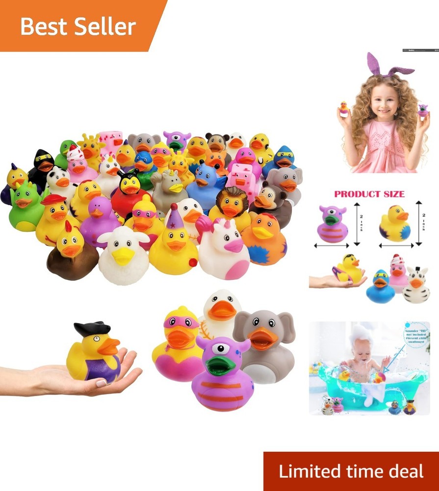 Assorted Vinyl Rubber Duckies – Perfect Party Favors and Bath Toys, 10-Pack
