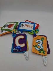 2 Baby Einstein Take Along Discovery Cards Clip-on Crinkle Teether ABC’s & 123’s