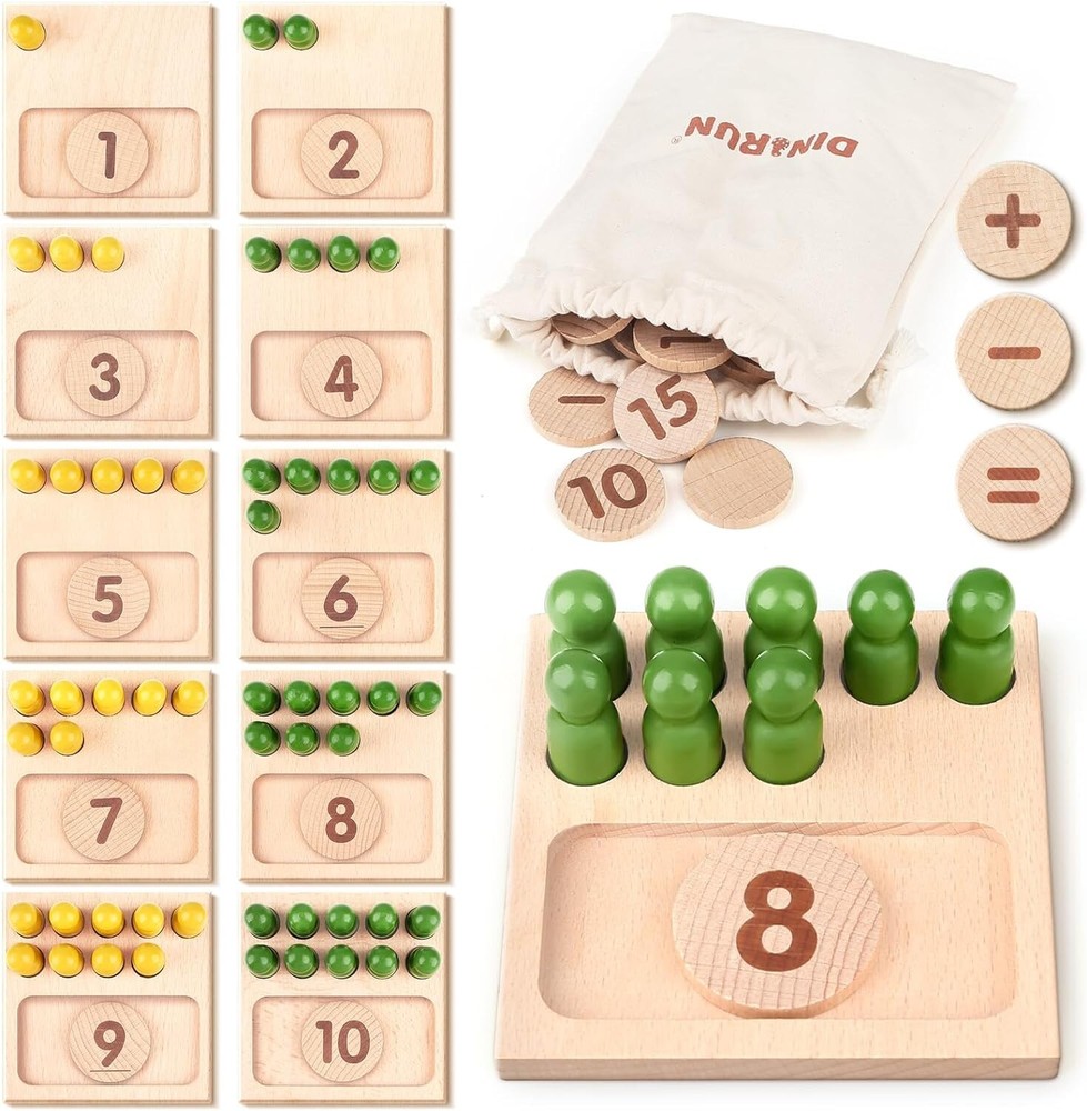 Montessori Toys – Counting Peg Board for Kids – Montessori Math and Numbers f…