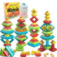 Stacking Toys Building Blocks for Toddlers 60 PCS Montessori Toys for 3 4 5 6…