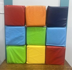 Soft Faux Leather Multicolor Foam Building Blocks Set of 9 Toddler Educational