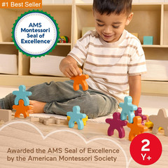 Fisher-Price Wood Montessori Toy Stacking Shapes, American Montessori Society Se