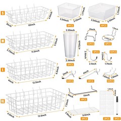 95-Piece Pegboard Accessories Set with Hooks, Cups, Wire Shelf, Tissue Box, C…