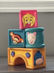 Disney Pooh & Friends Soft Rubber Toy Stacking Blocks Baby Piglet Tigger Vintage