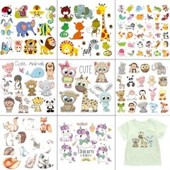 Cute Animal Iron on Stickers Patches 8 Sheets Butterfly Lion Unicorn Cartoon 8A