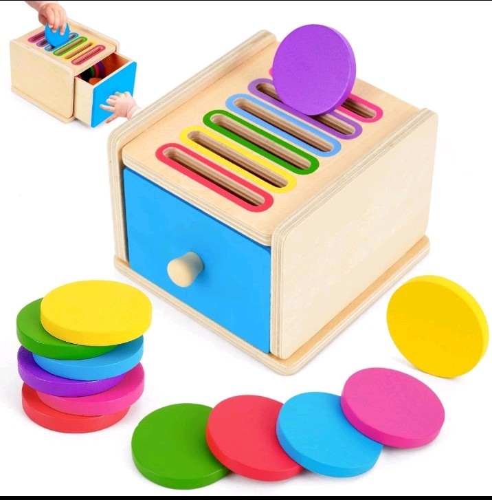 Toddlers Montessori Coin Box Toys for 1 2 3 Year Old Boys Girls, Drawer Box T…