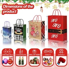 WLUSEAXI 24 Pack Christmas Gift Bags Assorted Sizes with Handles & Tags – 6 J…