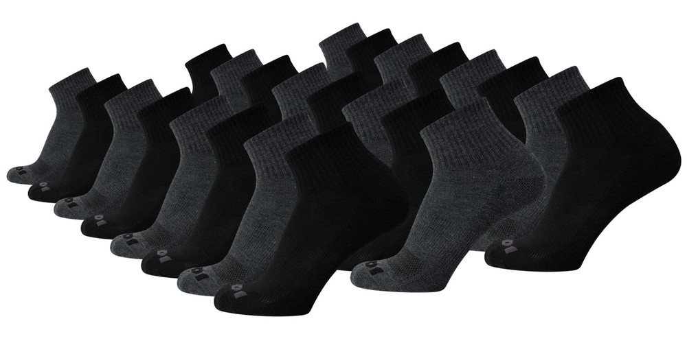 AND1 Men’s Socks – Athletic Cushion Quarter Cut Socks (24 Pack) Black/Grey