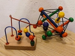 Manhattan Toy Co SKWISH Baby Developmental Wood Rattle Sensory Colorful