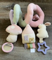 ITZY RITZY Spiral Crinkly Sensory Toy~Attaches to Stroller or Car Seat~Pastel