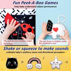Poycuna Black and White Baby Gym Play Mat with 6 35×35 inch,
