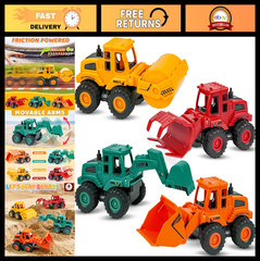 Construction Toys for Kids 3+ Years – Friction Powered Trucks, Excavator, Bulldo
